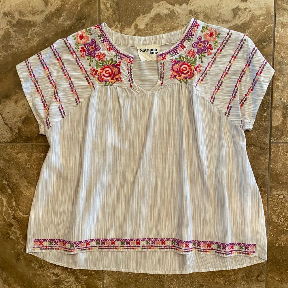 Savanna Jane Floral Embroidered Top